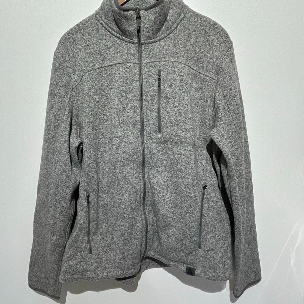 L.L. Bean Men's Gray Heather Mock Neck Full Zip Slightly Fitted Sweatshirt Large
